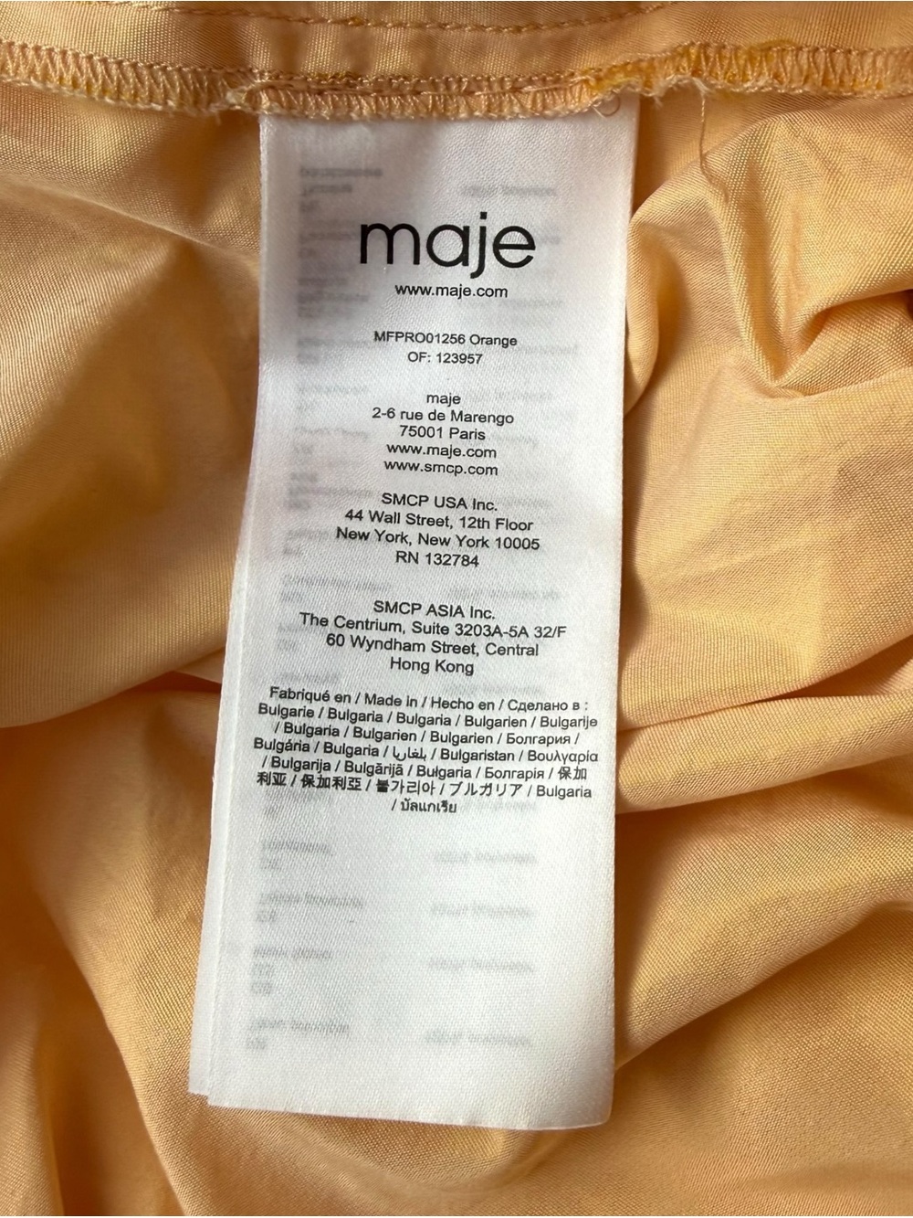 Maje Romey Mini Dress Size 34 XS Apricot Orange Off The Shoulder Gather Taffeta - Picture 16 of 16